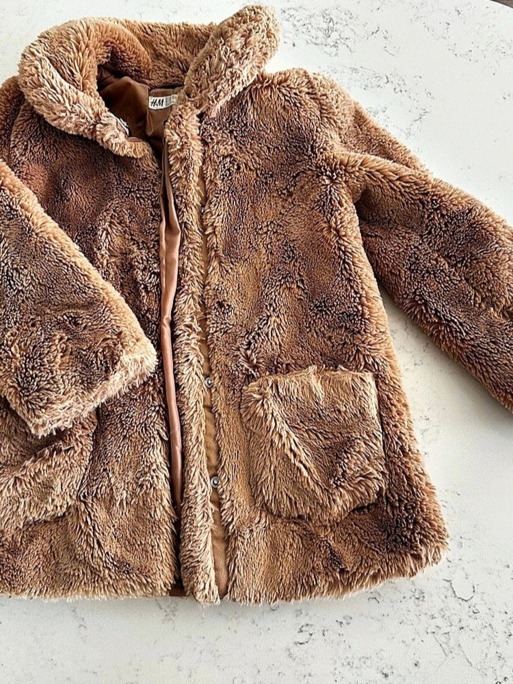 H&M Teddy Jacket Brown Size 7T girls